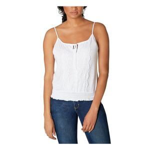 ULTRA FLIRT Womens White Front Keyhole Hem Spaghetti Strap Scoop Neck Top S